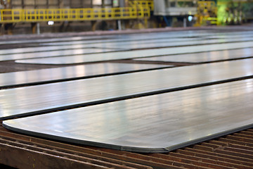 Image showing Steel plate on production line