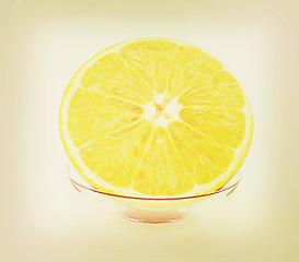 Image showing half oranges . 3D illustration. Vintage style.