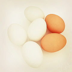 Image showing Chicken Eggs. 3D illustration. Vintage style.