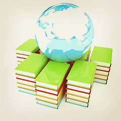 Image showing book and earth on a white background. 3D illustration. Vintage s