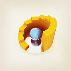 Image showing Abstract structure with blue bal in the center . 3D illustration