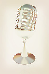 Image showing metal microphone. 3D illustration. Vintage style.