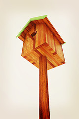 Image showing Nest box birdhouse. 3D illustration. Vintage style.