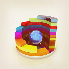 Image showing Abstract colorful structure with blue bal in the center. 3D illu