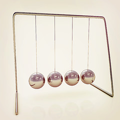 Image showing Newton\'s balls. 3D illustration. Vintage style.