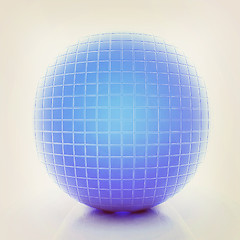 Image showing Abstract 3d sphere with blue mosaic design. 3D illustration. Vin