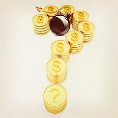 Image showing Question mark in the form of gold coins with dollar sign and bla