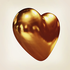 Image showing 3d glossy metall heart. 3D illustration. Vintage style.