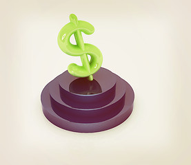 Image showing Dollar sign on podium. 3D icon on white. 3D illustration. Vintag