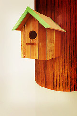 Image showing Nest box birdhouse. 3D illustration. Vintage style.