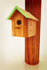 Image showing Nest box birdhouse. 3D illustration. Vintage style.