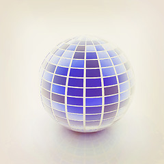 Image showing abstract 3d sphere with blue mosaic design. 3D illustration. Vin