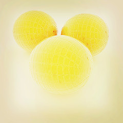 Image showing Glossy ripe oranges on white background. 3D illustration. Vintag