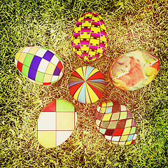 Image showing Flower of Easter eggs. 3D illustration. Vintage style.