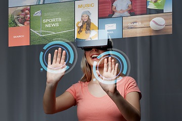 Image showing woman in virtual reality headset or 3d glasses