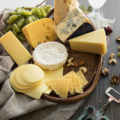 Image showing Various types of cheese set