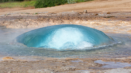 Image showing The famous Strokkur Geyser - Iceland - Close-up