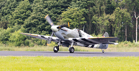 Image showing LEEUWARDEN, THE NETHERLANDS - JUNE 10, 2016: A vintage Spitfire 