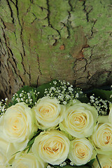 Image showing Outdoor wedding decorations: white flowers