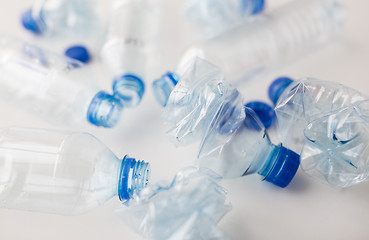 Image showing close up of empty used plastic bottles on table