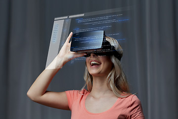 Image showing woman in virtual reality headset or 3d glasses