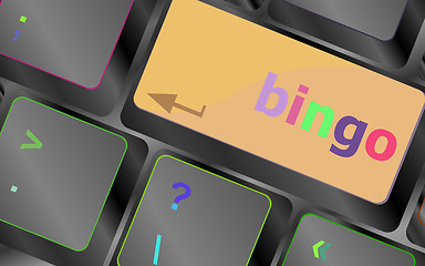 Image showing bingo button on computer keyboard keys vector keyboard key. keyboard button. Vector illustration