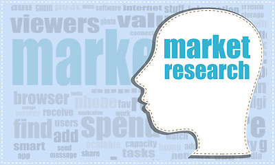 Image showing market research, vector head, profile icon, woman head silhouette, business man head. vector illustration