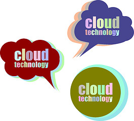 Image showing cloud technology. Set of stickers, labels, tags. Business banners, Template for infographics. Icon set. Icon flat. Vector illustration
