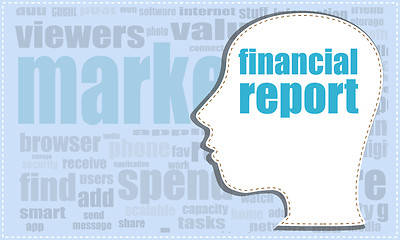 Image showing financial report, vector head, profile icon, woman head silhouette, business man head. vector illustration