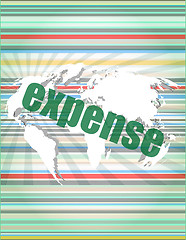 Image showing word expense on digital screen, business conceptvector quotation marks with thin line speech bubble. concept of citation, info, testimonials, notice, textbox. isolated on white background. flat style 