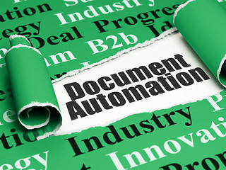 Image showing Finance concept: black text Document Automation under the piece of  torn paper