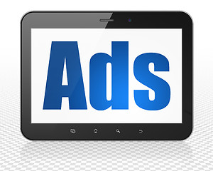 Image showing Advertising concept: Tablet Pc Computer with Ads on display