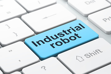 Image showing Industry concept: Industrial Robot on computer keyboard background