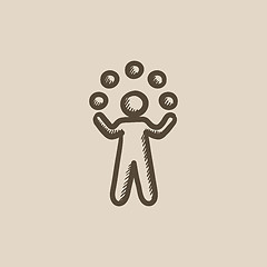 Image showing Man juggling with balls sketch icon.