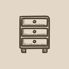 Image showing Chest of drawers sketch icon.