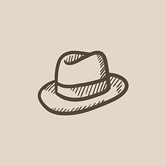 Image showing Fedora hat sketch icon.