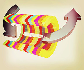 Image showing 3d colorful abstract cut pipe and arrows. 3D illustration. Vinta