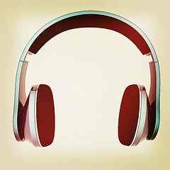 Image showing headphones. 3D illustration. Vintage style.