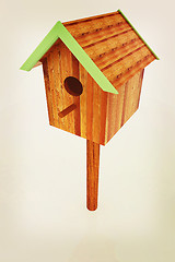 Image showing Nest box birdhouse. 3D illustration. Vintage style.