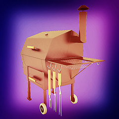 Image showing oven barbecue grill. 3D illustration. Vintage style.