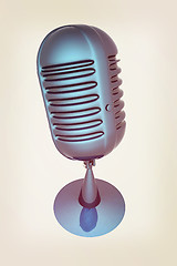 Image showing blue metal microphone. 3D illustration. Vintage style.