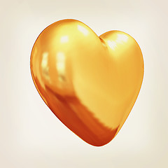 Image showing 3d glossy metall heart. 3D illustration. Vintage style.