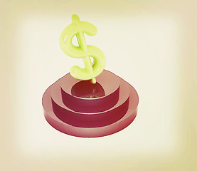 Image showing icon dollar sign on podium. 3D illustration. Vintage style.