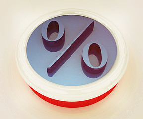 Image showing Discount button with percent symbol. 3D illustration. Vintage st