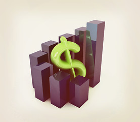 Image showing Currency dollar business graph. 3D illustration. Vintage style.