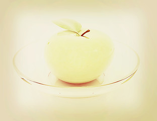 Image showing apple on a plate . 3D illustration. Vintage style.