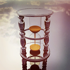 Image showing Chrome hourglass. 3D illustration. Vintage style.