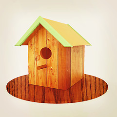 Image showing Nest box birdhouse. 3D illustration. Vintage style.