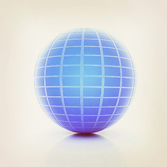 Image showing Abstract 3d sphere with blue mosaic design. 3D illustration. Vin