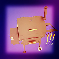 Image showing oven barbecue grill. 3D illustration. Vintage style.
